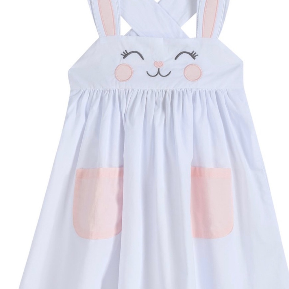 White and Pink Bunny Ears Sleeveless Babydoll Dress NEW